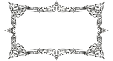 Ornate black and white decorative frame with intricate scrollwork and elegant flourishes, perfect for vintage designs.