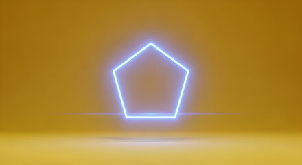 Glowing Pentagonal Shape on Golden Surface Creates Abstract Background
