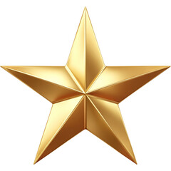 Fototapeta premium Gold metallic five-point star isolated on transparent background. Perfect for award, luxury, and elegant design.