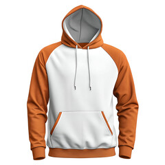 front of basic white and orange hoodie isolated