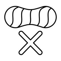 Rag and cross thin line icon, manual washing concept. Vector graphics. Prohibiting of cloth wringing, prohibited sign on white background, style icon mobile or web design.