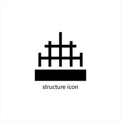 Obraz premium Construction structure foundation icon with steel frame, simple black silhouette building support symbol for architecture engineering design projects illustration