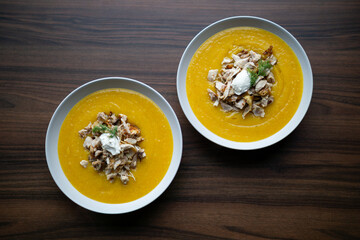 Cream Soup with Chicken Overhead