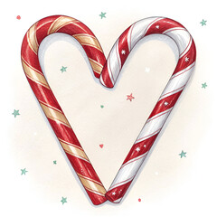 two candy canes making a heart for christmas