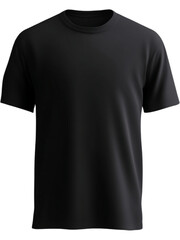 Black t-shirt isolated on transparent background. Perfect for fashion, apparel, and mockup design.