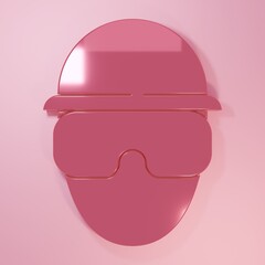 Fototapeta premium Pink Special forces soldier icon isolated on pink background. Army and police symbol of defense. Minimalism concept. 3D render illustration