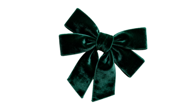 Elegant dark green velvet bow with a luxurious texture and a classic shape suitable for various decorative uses