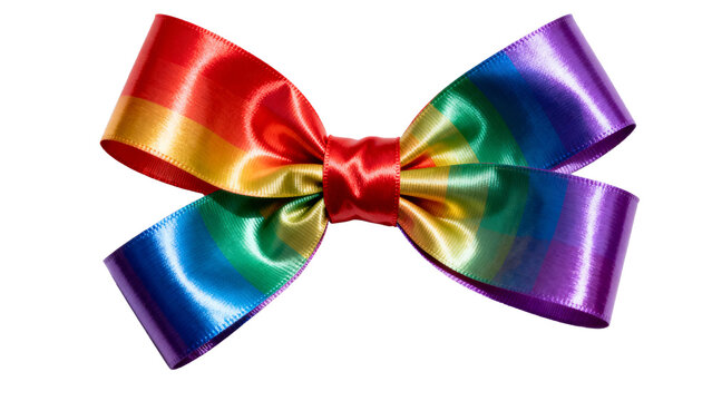 Bright rainbow ribbon bow perfect for celebrations and festive events throughout the year - Powered by Adobe