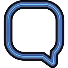 Blue Neon Speech Bubble Frame With Transparent Background and Dark Outline
