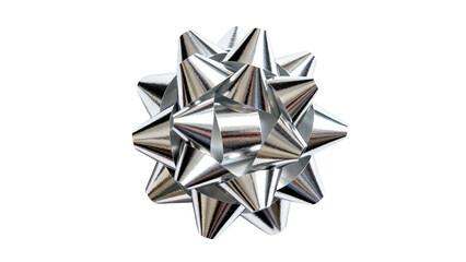 Shiny silver gift bow made of metallic material for wrapping presents
