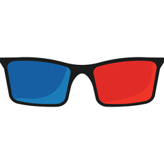 Fototapeta premium Classic Red Blue 3D Glasses With Black Frames And Transparent Background For Immersive Entertainment And Vintage Cinema Experiences