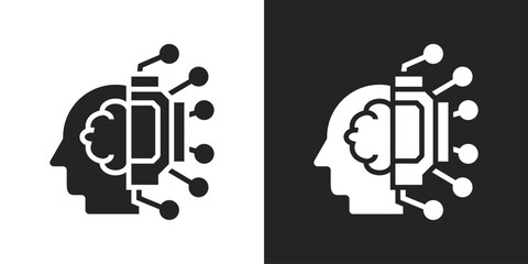 Artificial Intelligence Icon In Black And White Glyph Style