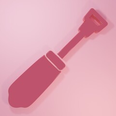 Pink Screwdriver icon isolated on pink background. Service tool symbol. Minimalism concept. 3D render illustration