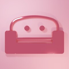 Pink Armchair icon isolated on pink background. Minimalism concept. 3D render illustration