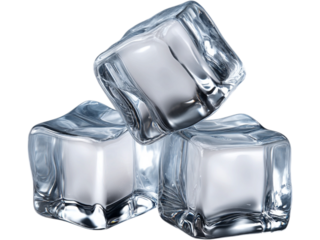 Transparent realistic ice cubes isolated on transparent background. Perfect for drinks, cocktails, and summer design.