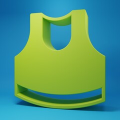 Green Female crop top icon isolated on blue background. Undershirt. Minimalism concept. 3D render illustration