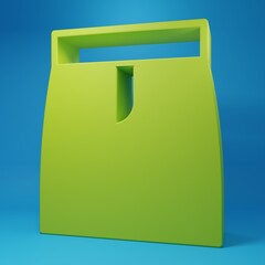 Green Skirt icon isolated on blue background. Minimalism concept. 3D render illustration