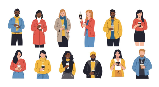 Diverse group of people holding cups, representing connection and daily life