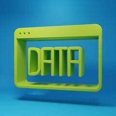 Green Financial growth increase icon isolated on blue background. Increasing revenue. Minimalism concept. 3D render illustration