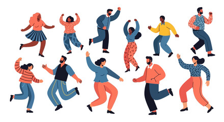 Diverse and Energetic Group of Dancing People Celebrating with Joy and Movement
