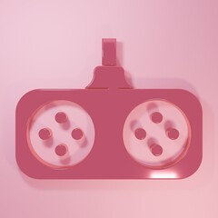 Pink Gamepad icon isolated on pink background. Game controller. Minimalism concept. 3D render illustration