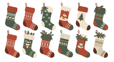 Festive Christmas Stocking Collection Holiday Cheer in a Variety of Designs for Seasonal Decor