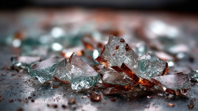 Zerbrochenes Glas: Kunstvolle Darstellungen von Scherben und zerschlagenen Fenstern in einem besch&Atilde;&curren;digten Umfeld