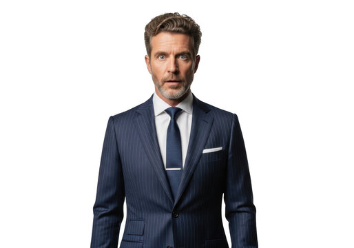 Professional businessman in suit portrait photography, corporate headshot, formal attire, elegant pose, isolated on transparent background - Powered by Adobe