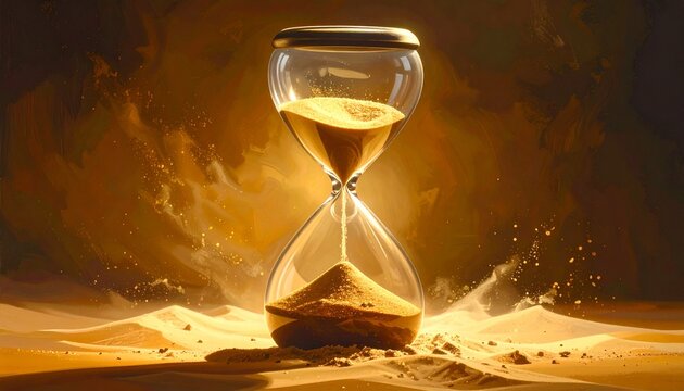 Hourglass sand time flowing concept deadline countdown moment - Powered by Adobe