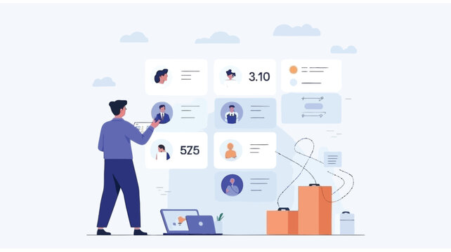 Illustrative graphic depicting customer segmentation using crm data featuring colorful charts data points and analytical diagrams for business insights and marketing strategies
