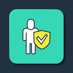 Filled outline Healthy lifestyle icon isolated on isolated on blue background. Turquoise square button. Vector