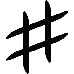 Bold Black Hashtag Symbol Isolated on Transparent Background Abstract Graphic Element for Social Media and Internet Communication