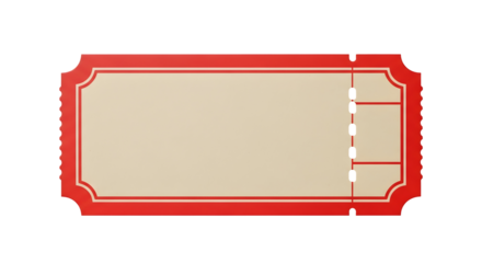 Vintage-style ticket with blank space for text and perforation on the right side, isolated on white background