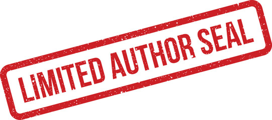 Red grunge rubber stamp with LIMITED AUTHOR SEAL text, certifying exclusive endorsement from the original creator