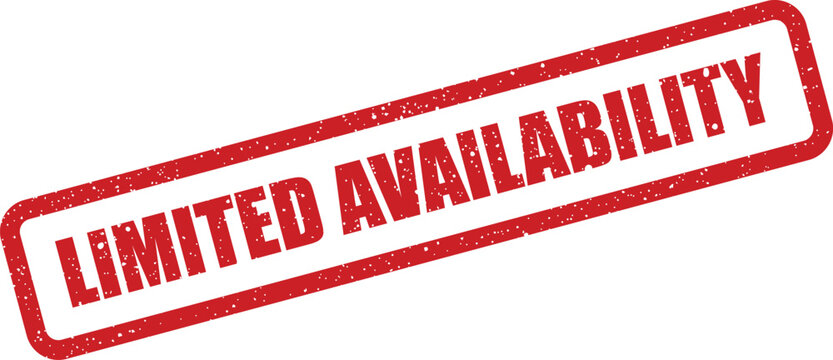 Red grunge stamp with a textured border featuring the phrase Limited Availability for exclusive product announcements