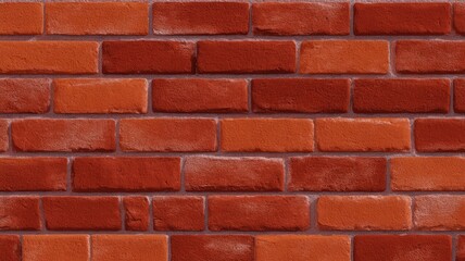 Obraz premium Close-up view of red brick wall, showcasing texture under direct sunlight. Warm colors and rough surface create rustic feel. Horizontal pattern with detailed elements. Neural network AI generated