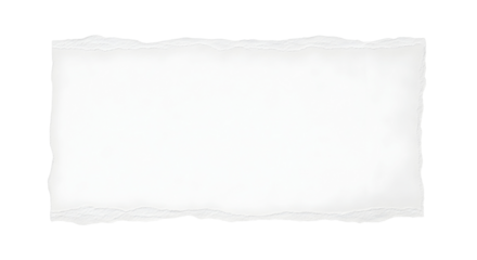 A blank white sheet of torn paper with a rough edge against a white background, perfect for notes or messages