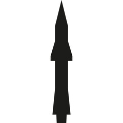 Black Silhouette of a Spear or Missile Pointing Upwards on a White Background