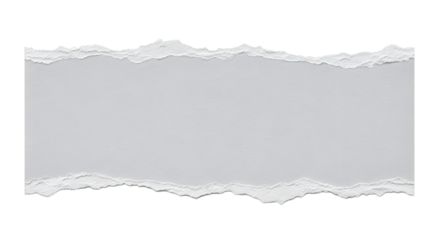 A torn piece of white paper with a rough, uneven edge, isolated on a white background for graphic design