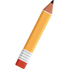 A Yellow Wooden Pencil With A Red Eraser And Silver Band Isolated On A Transparent Background Perfect For Any Design Project