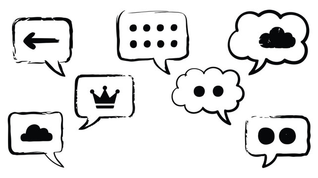 Collection of diverse speech bubbles with varied shapes and colors ideal for communication and dialogue graphics