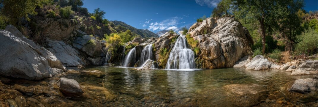 Matilija Falls: A Scenic Waterfall in Los Padres National Forest, California - A Breathtaking Outdoor Landscape Panorama