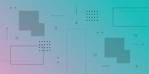 Dynamic Abstract Background with Memphis Retro Hipster Element and Light Blue Gradient Color