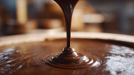 Indulge in the mesmerizing flow of molten chocolate, a symphony of richness and delight, captivating the senses with its smooth, velvety texture.
