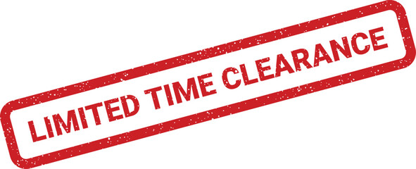 Textured rectangular rubber stamp graphic featuring the prominent Limited Time Clearance message for sales events