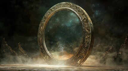 Mystical Ring Portal with Intricate Designs and Ethereal Glow.