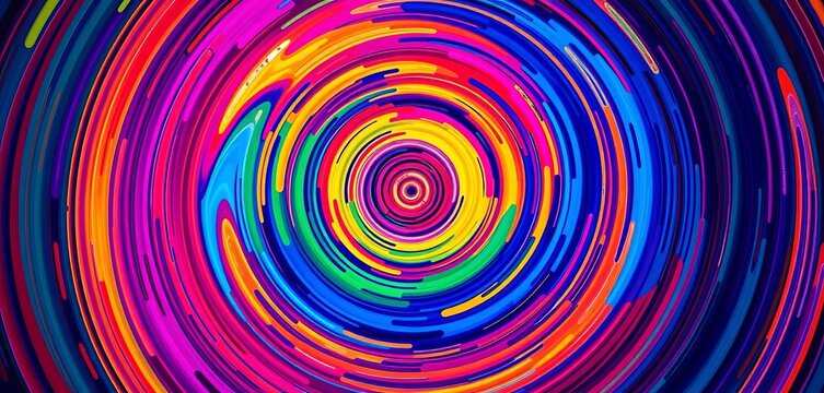 Vibrant concentric circles, swirling abstract design, explosive color palette,  bold,  geometry