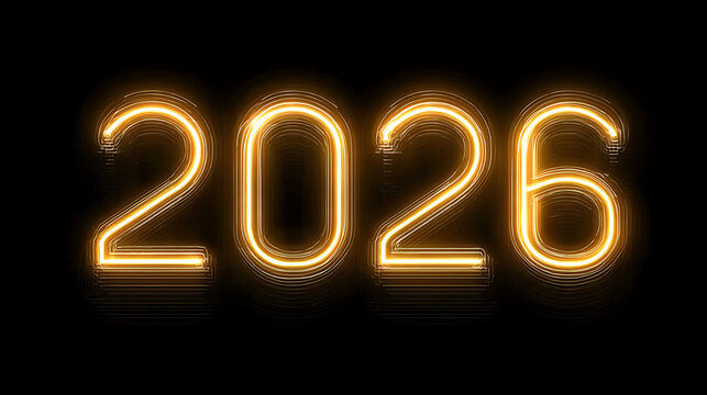 glowing new year sign isolated on black background