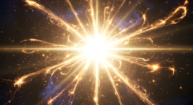 Exploding starburst in space silhouette - Powered by Adobe