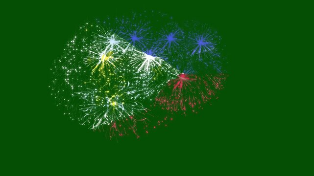 Philippines Flag Fireworks Animation on Green Screen | Patriotic Philippine Celebration Pyrotechnic Effect | Independence Day Flag Fireworks Overlay